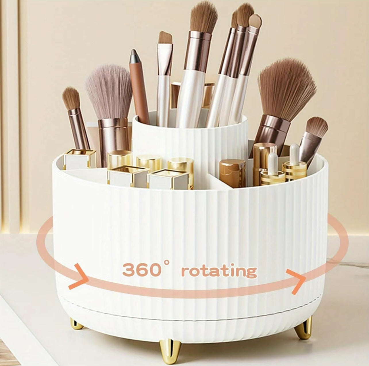 360° Rotating cosmetic brush storage